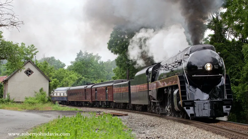 N&W #611 breaks the quiet of a Sunday morning in northern Virginia. - Photo by Robert John Davis